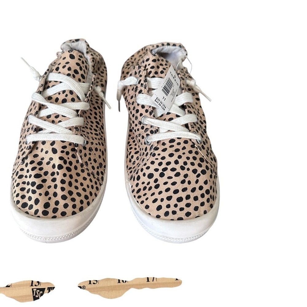 Torrid Cheetah Ruched Sneakers Tan Black Animal Print Lace Up Low Top Shoes 11